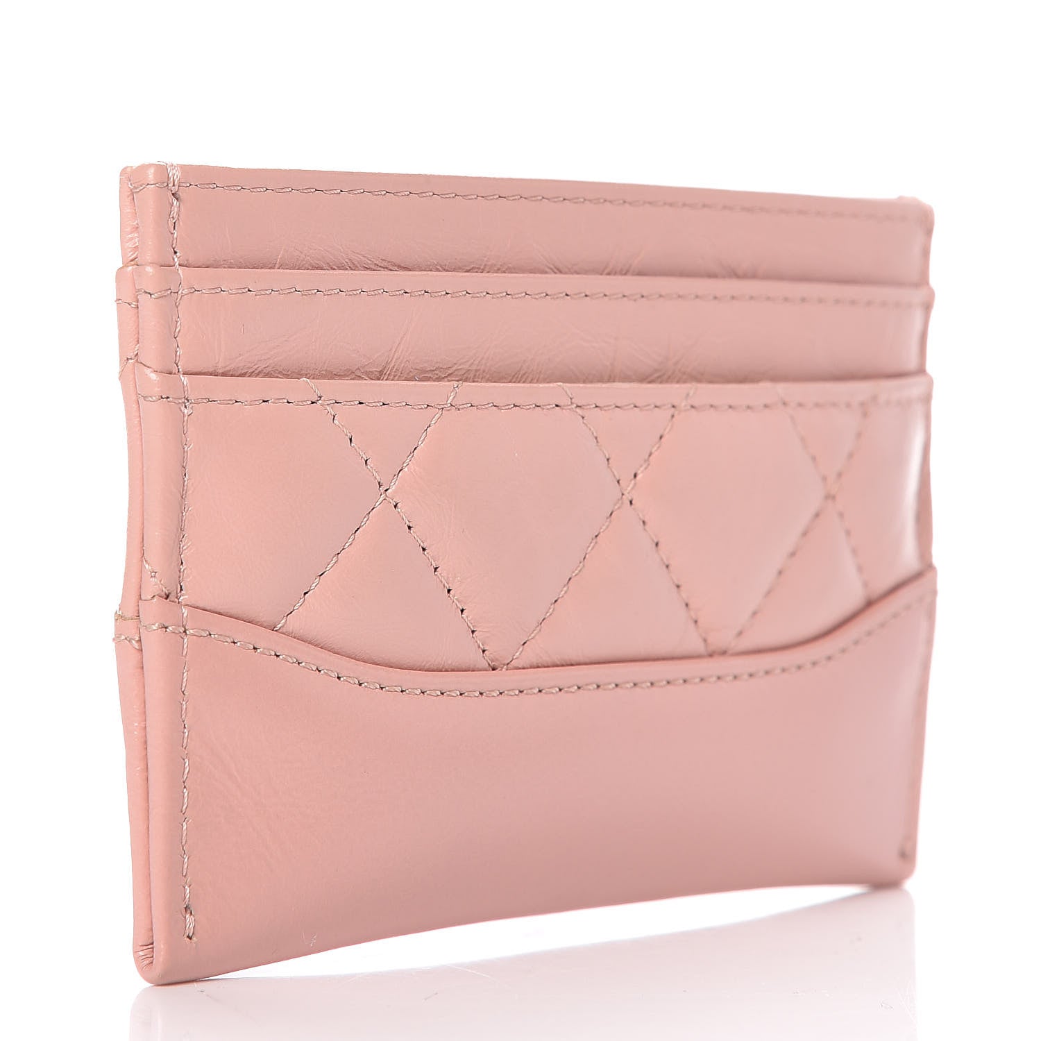 Chanel Aged Calfskin Quilted Gabrielle Card Holder Wallet Light Pink 3 of 11