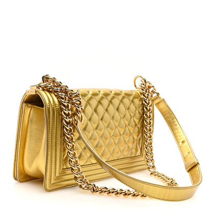 Chanel Metallic Patent Calfskin Quilted Medium Boy Flap Gold 3 of 11