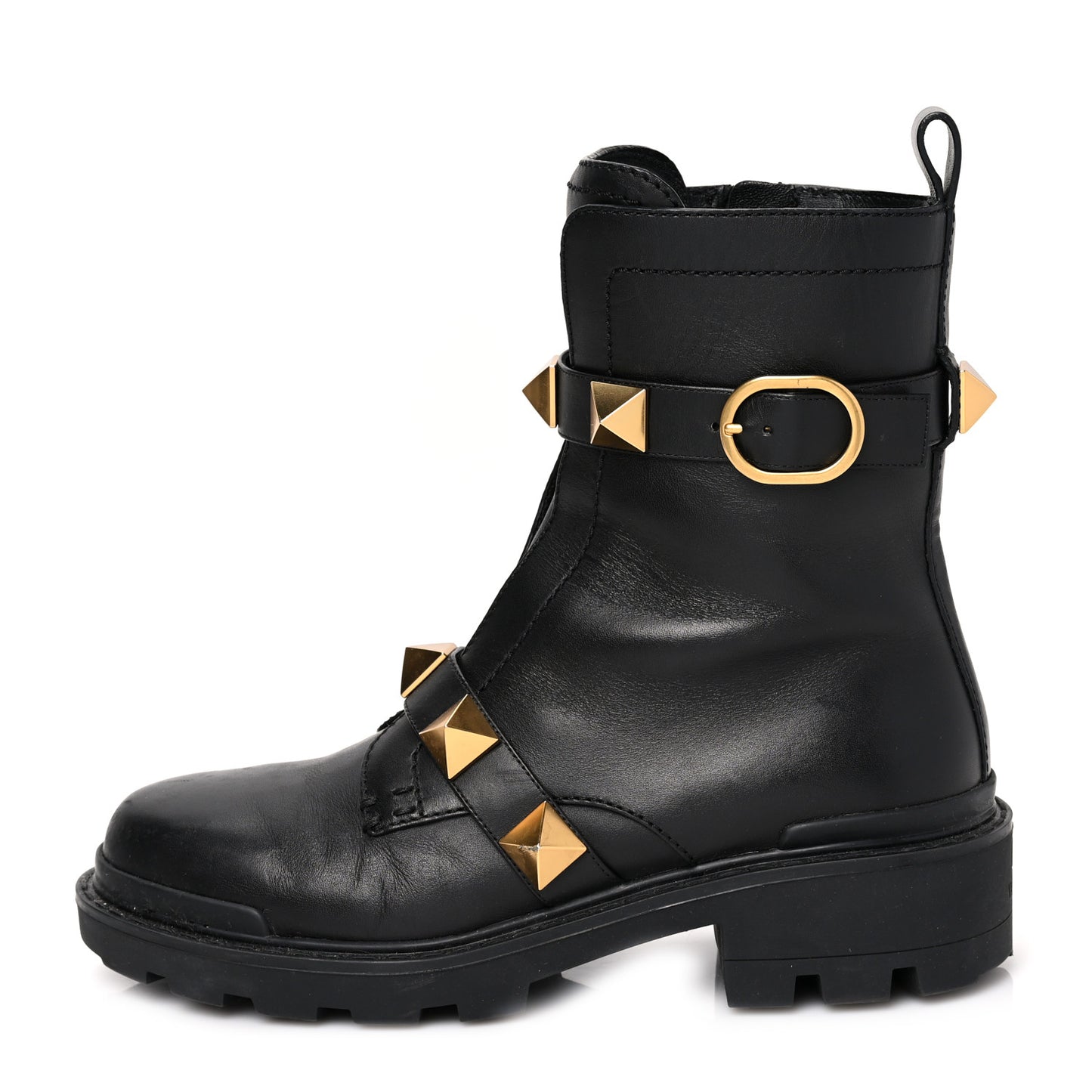 Calfskin Roman Stud 20/40mm Combat Boots 38.5 Black