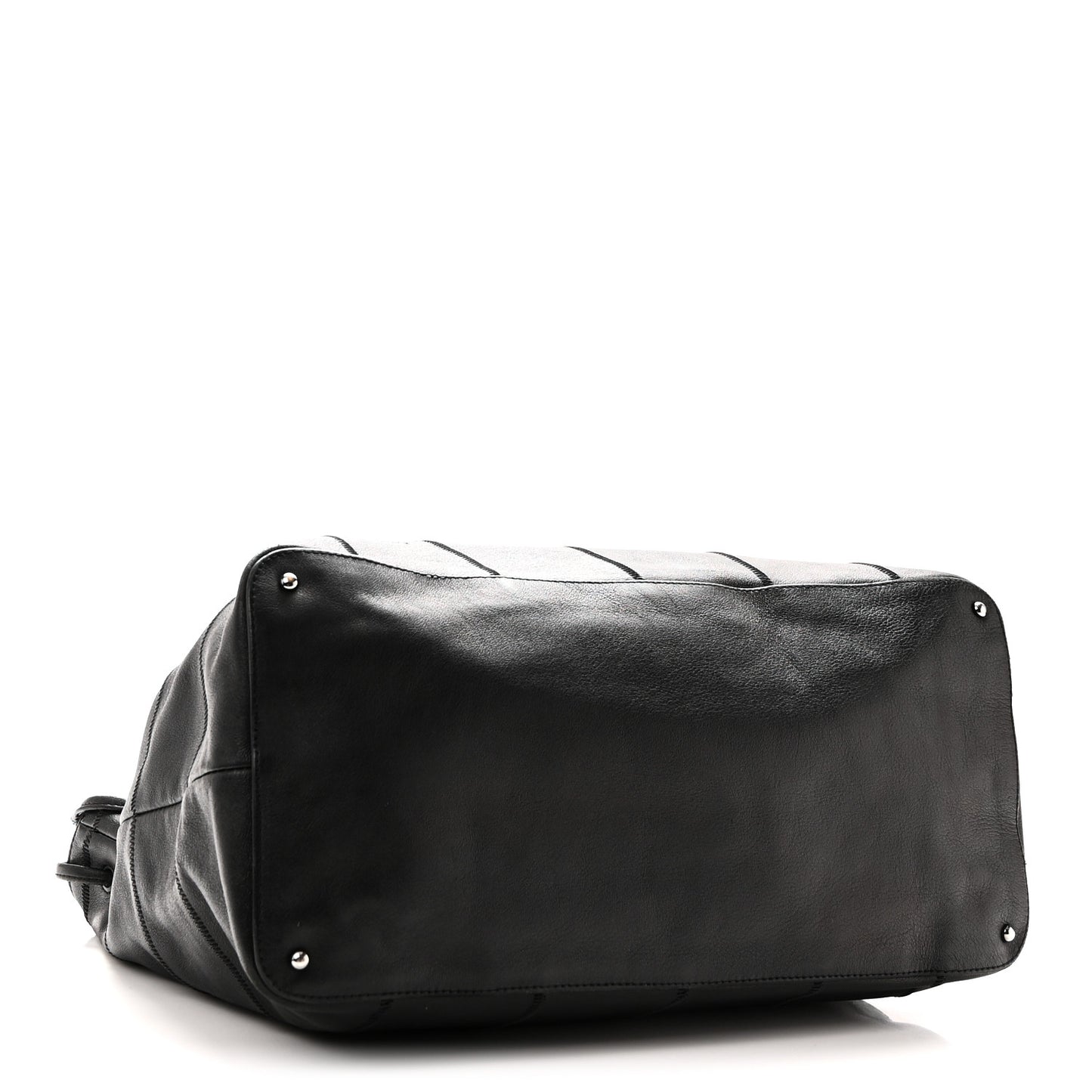 Calfskin Square Stitched Tassel Bag Black
