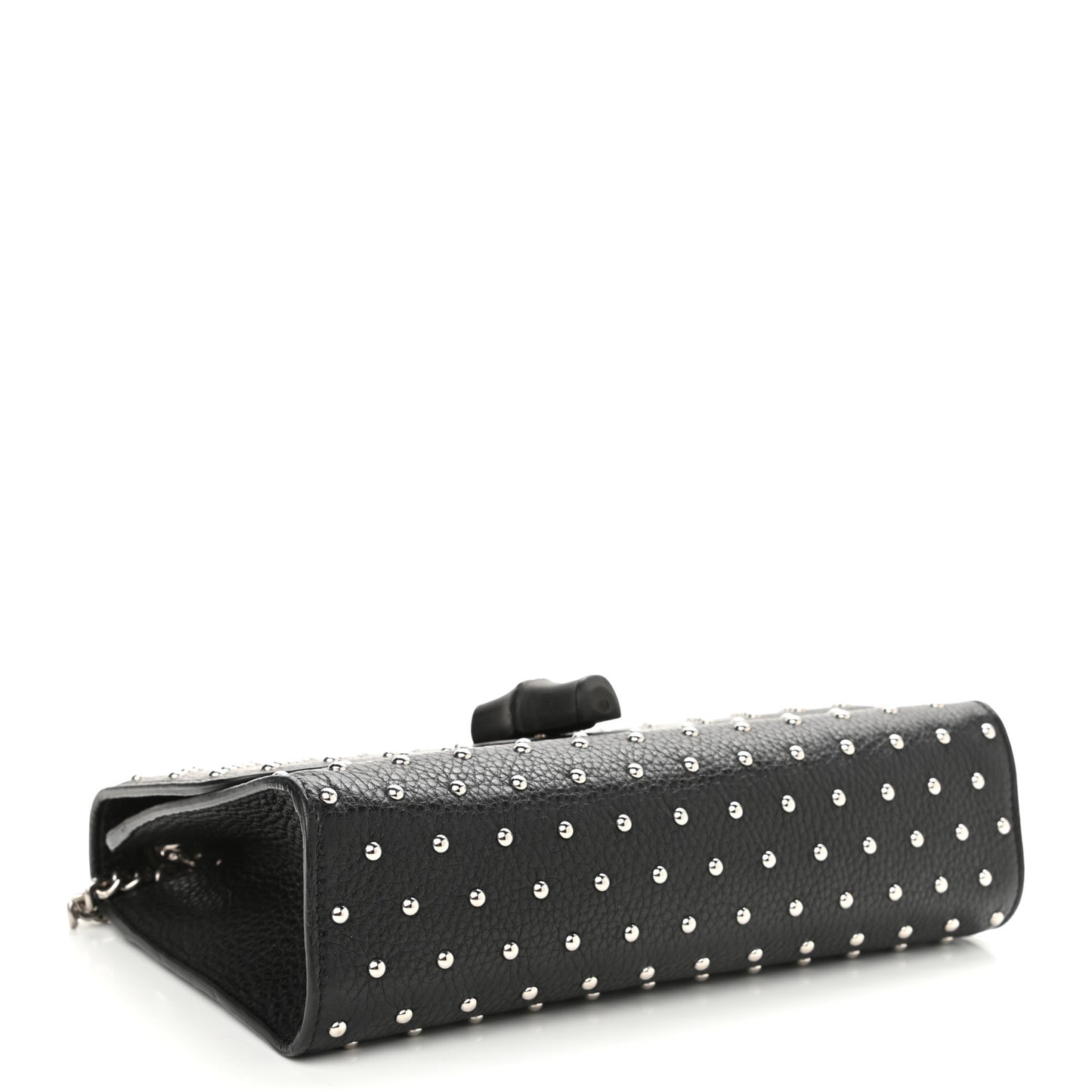Calfskin Studded Medium Miss Bamboo Shoulder Bag Black
