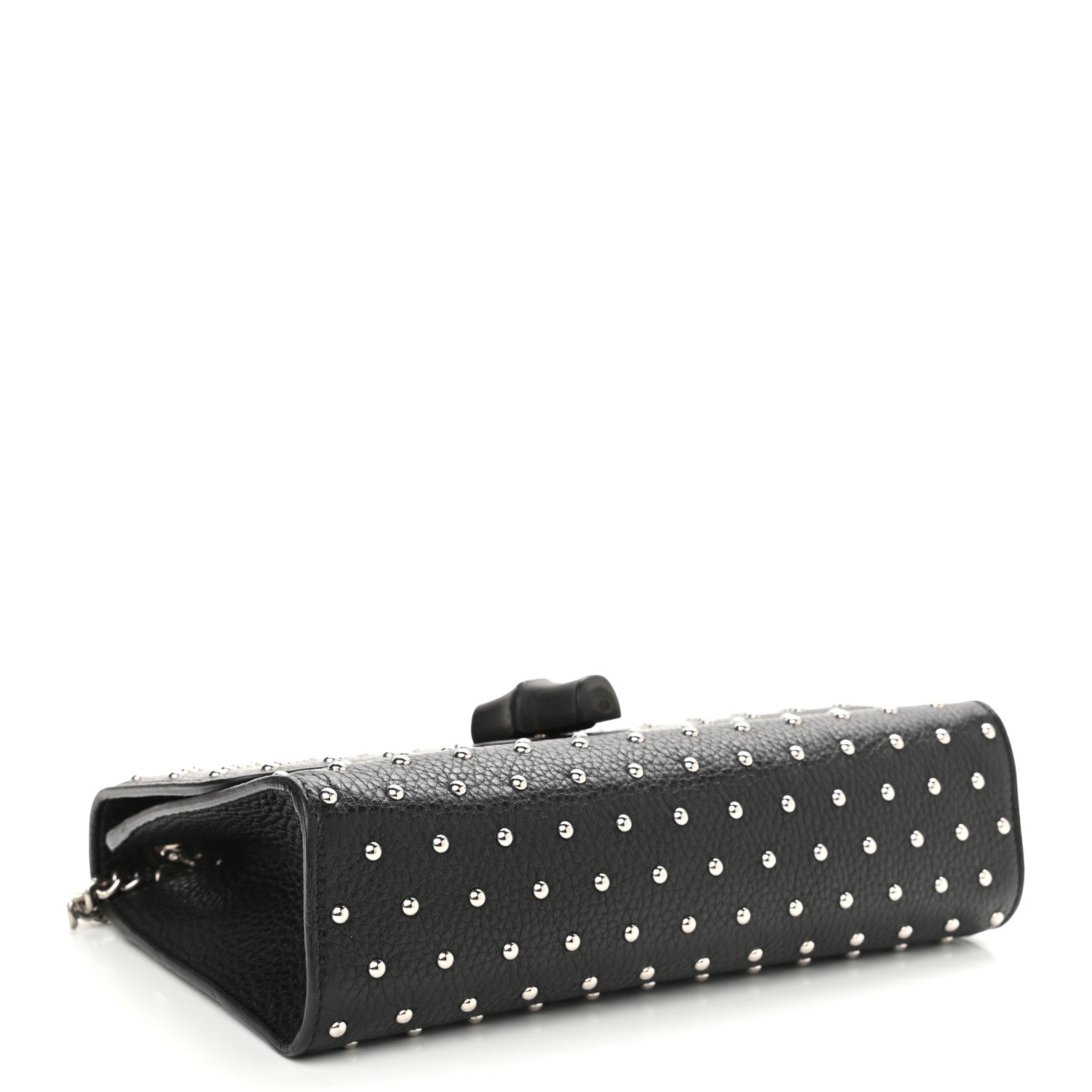 Gucci Calfskin Studded Medium Miss Bamboo Shoulder Bag Black 4 of 11