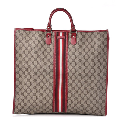 Gucci GG Supreme Monogram XL Web Tote Red 1 of 9