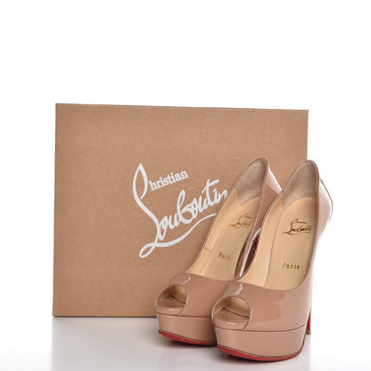 Christian Louboutin Patent Lady Peep 150 Pumps 37.5 Nude 11 of 11