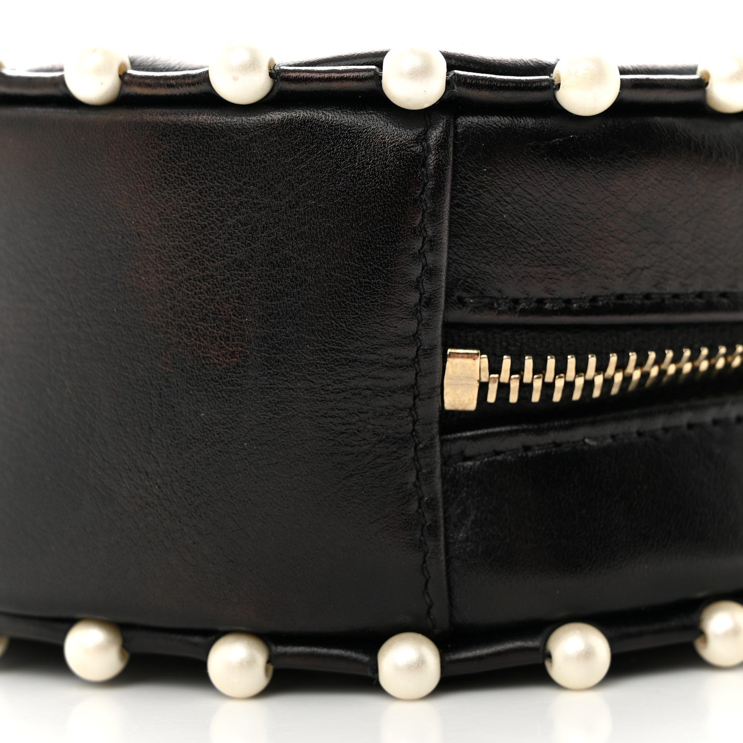 Chanel Calfskin Quilted Pearl Round Clutch With Chain Black 10 of 12