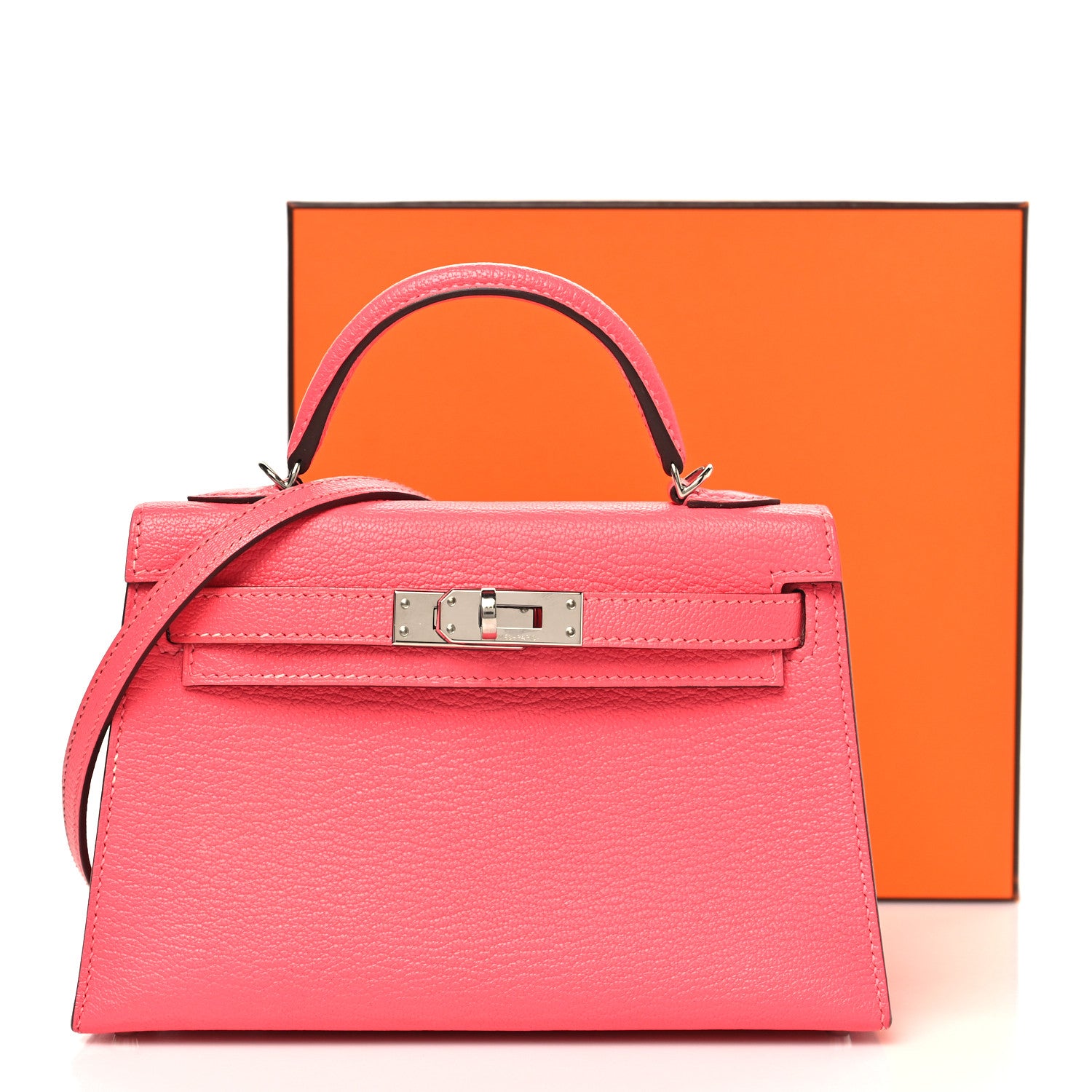 Hermes Chevre Mysore Mini Kelly Sellier 20 Rose Lipstick 11 of 11
