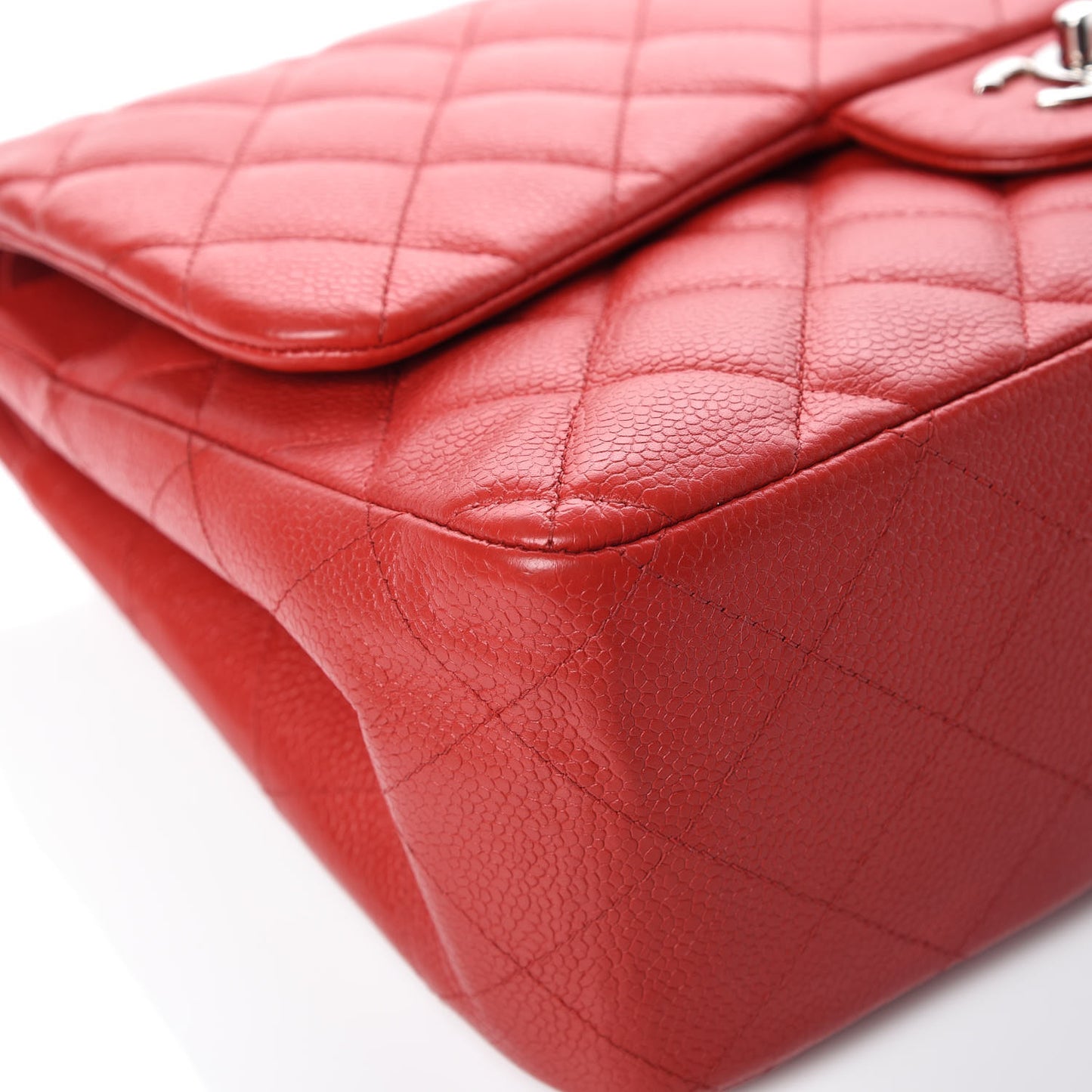 Caviar Quilted Jumbo Double Flap Red