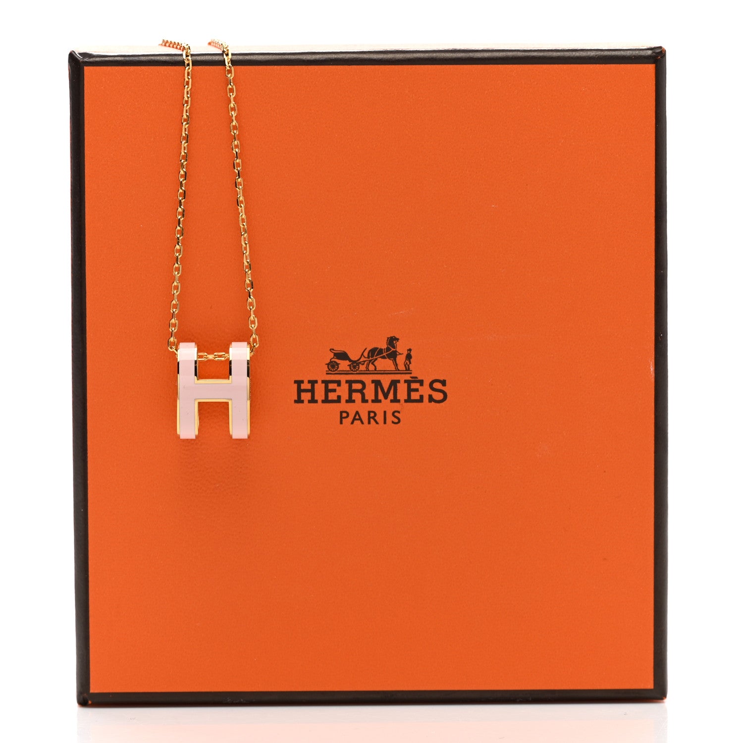 Hermes Lacquered Rose Gold Pop H Pendant Necklace Rose Dragee 6 of 6