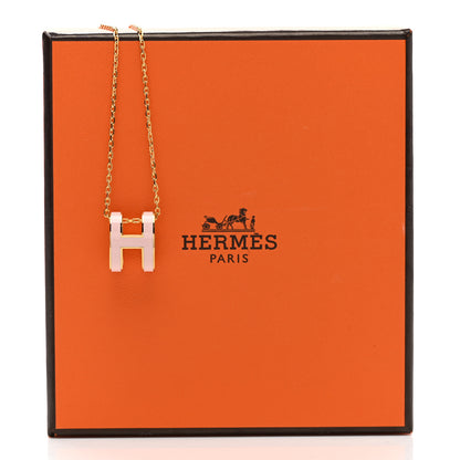 Hermes Lacquered Rose Gold Pop H Pendant Necklace Rose Dragee 6 of 6