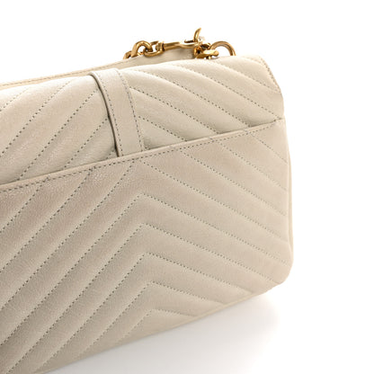 Saint Laurent Sheepskin Matelasse Chevron Monogram Medium College Bag Crema Soft 16 of 19