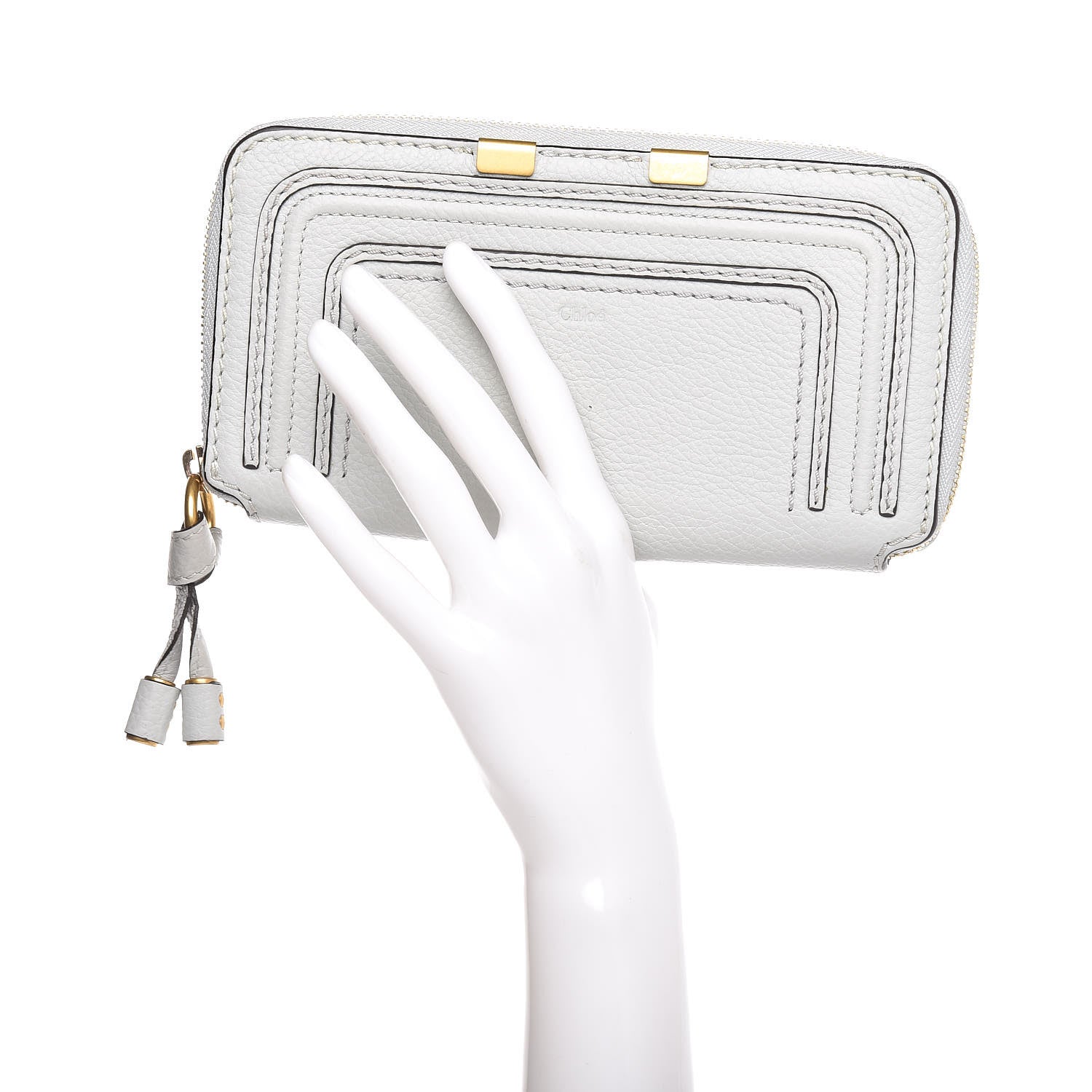 Chloe Calfskin Marcie Long Zip Around Wallet Airy Grey 2 of 6