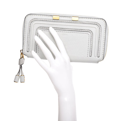 Chloe Calfskin Marcie Long Zip Around Wallet Airy Grey 2 of 6