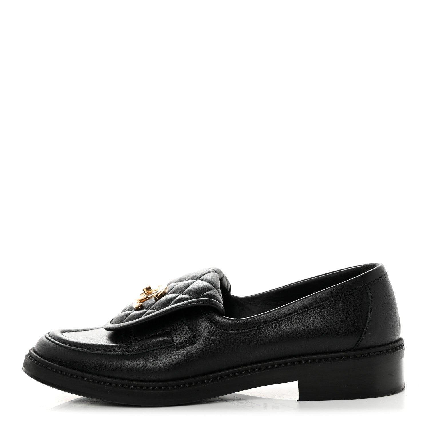 Chanel Lambskin Quilted CC Turnlock Loafers 38.5 Black 1 of 8