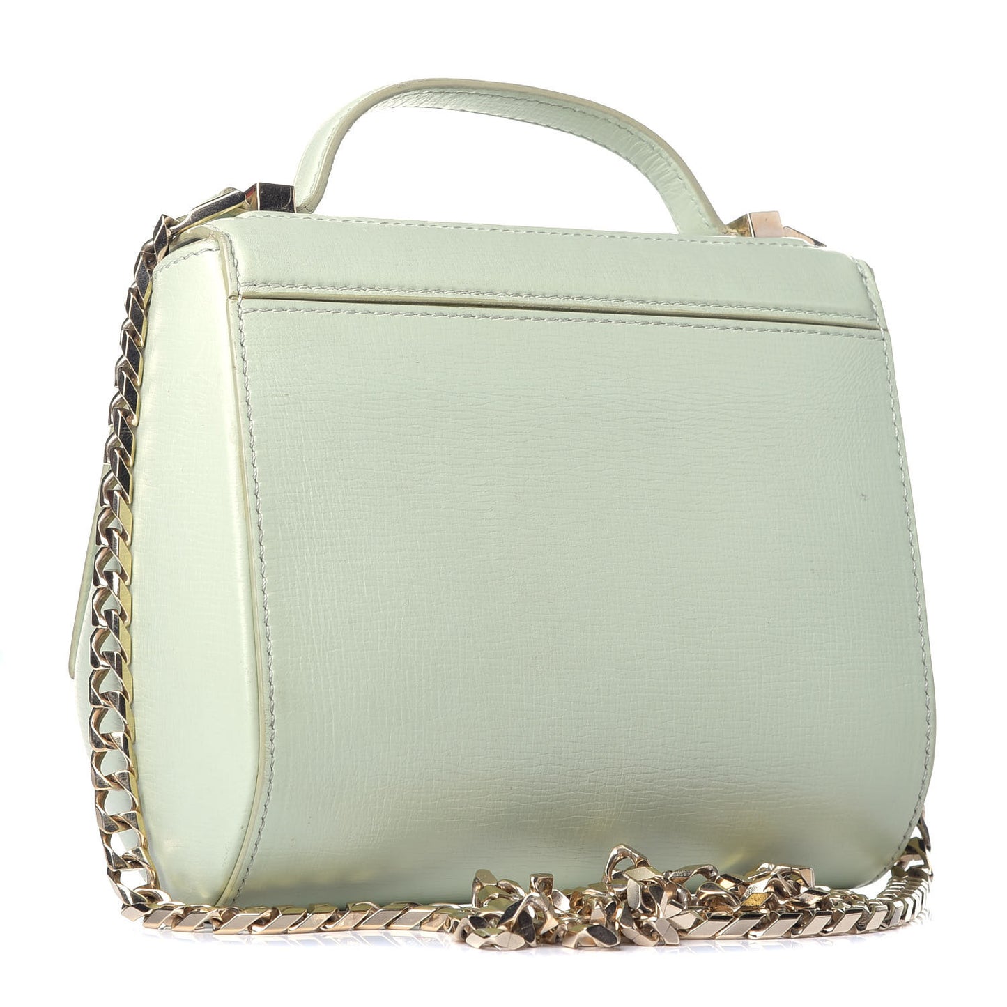 Textured Calfskin Mini Pandora Box Chain Crossbody Bag Aqua Green
