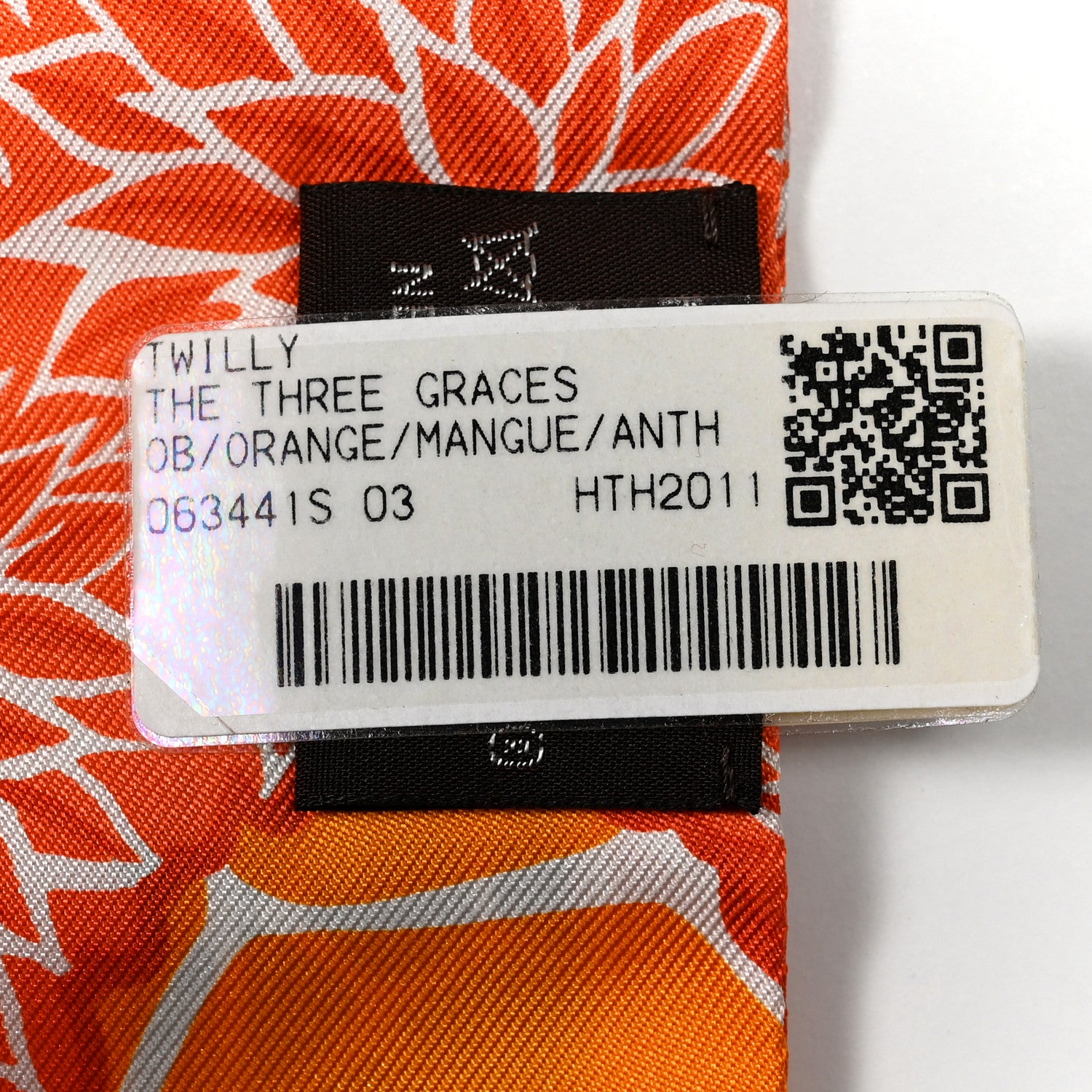 Hermes Silk The Three Graces Twilly Orange Mangue Anthracite 3 of 4