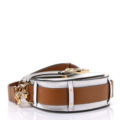 Chloe Calfskin Crocodile Embossed Small Tess Bag Brilliant White 3 of 10
