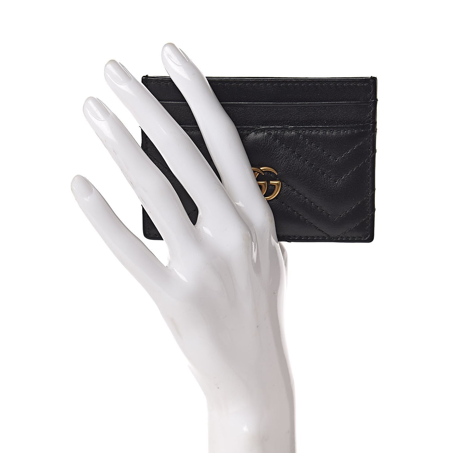 Calfskin Matelasse GG Marmont Card Holder Black