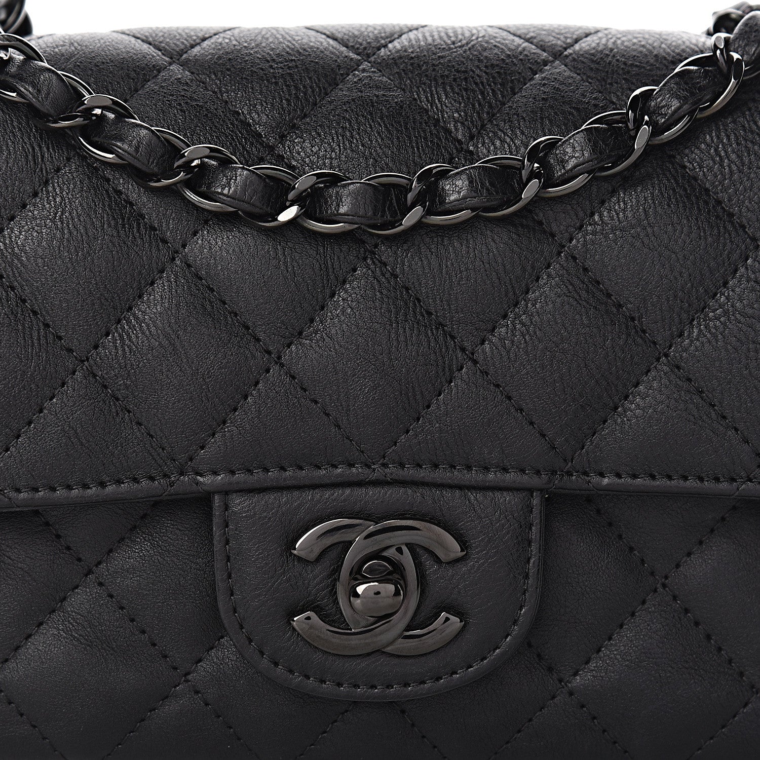 Chanel Crumpled Calfskin Quilted Mini Rectangular Flap So Black 12 of 12