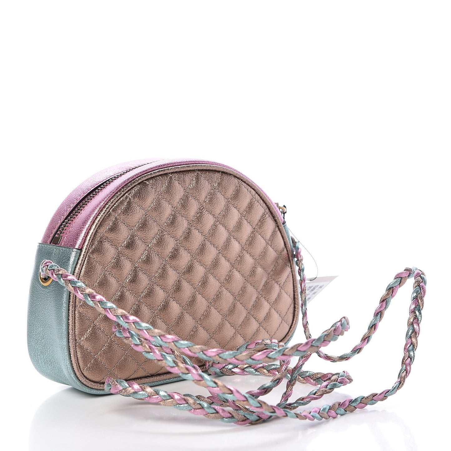 Laminated Nappa Trapuntata Mini Zumi Dome Shoulder Bag Rosa Lago Rame