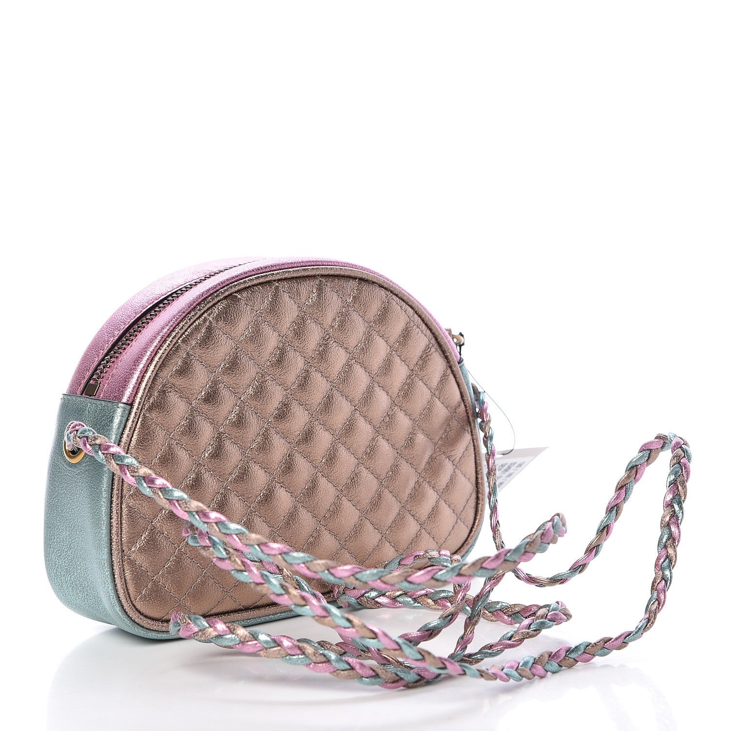Gucci Laminated Nappa Trapuntata Mini Zumi Dome Shoulder Bag Rosa Lago Rame 3 of 10