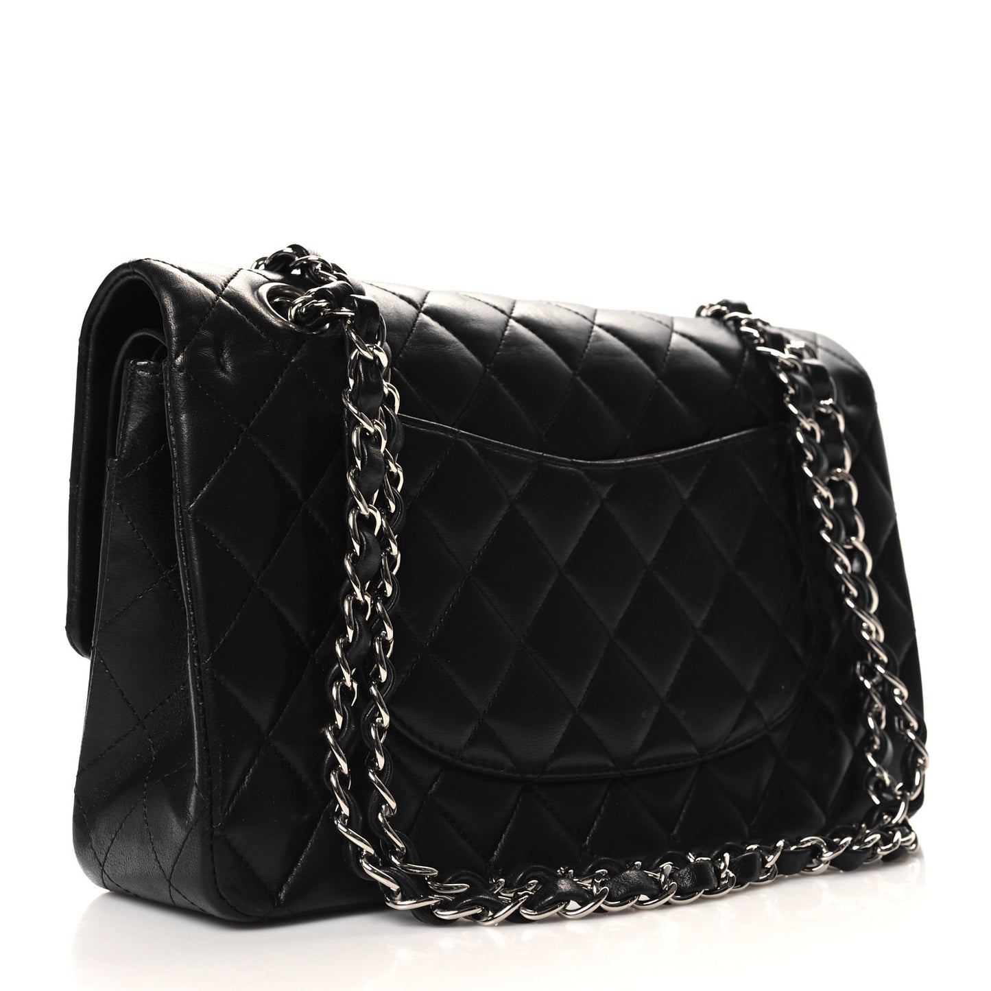 Lambskin Quilted Medium Double Flap Black