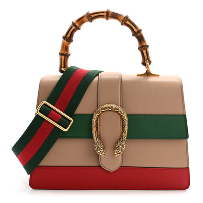 Gucci Calfskin Bamboo Web Medium Dionysus Top Handle Bag Camelia Bright Evergreen Hibiscus Red 1 of 15