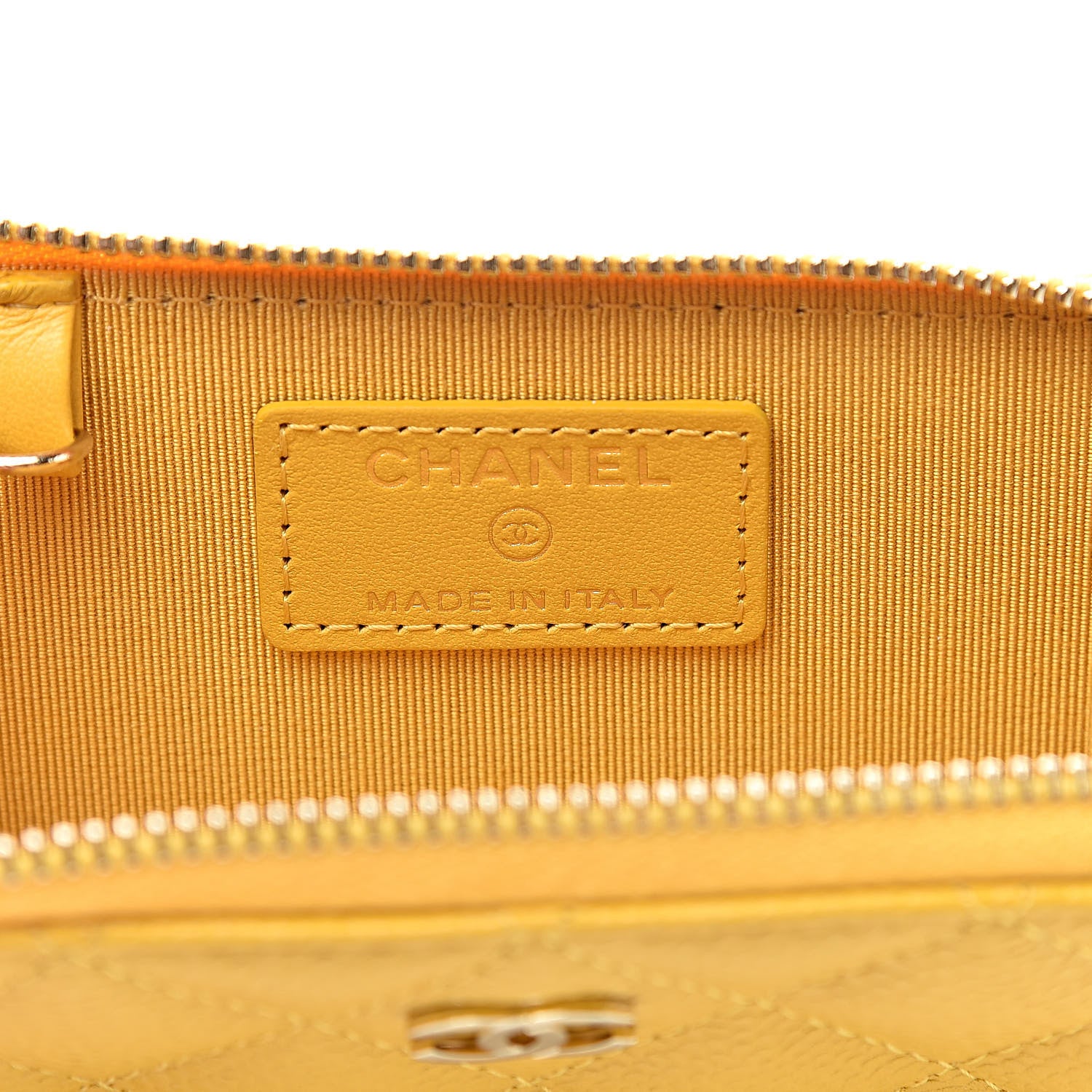 Chanel Caviar Quilted Key Holder Case Yellow 6 of 8