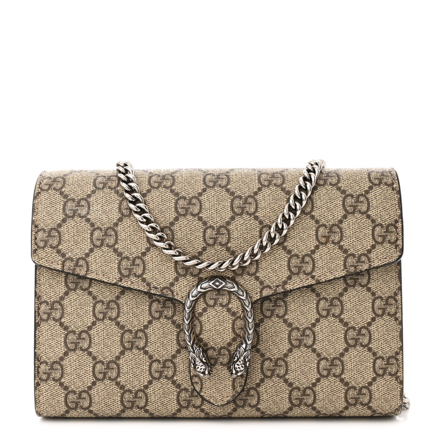 Gucci GG Supreme Monogram Mini Dionysus Chain Wallet Beige Taupe 1 of 12