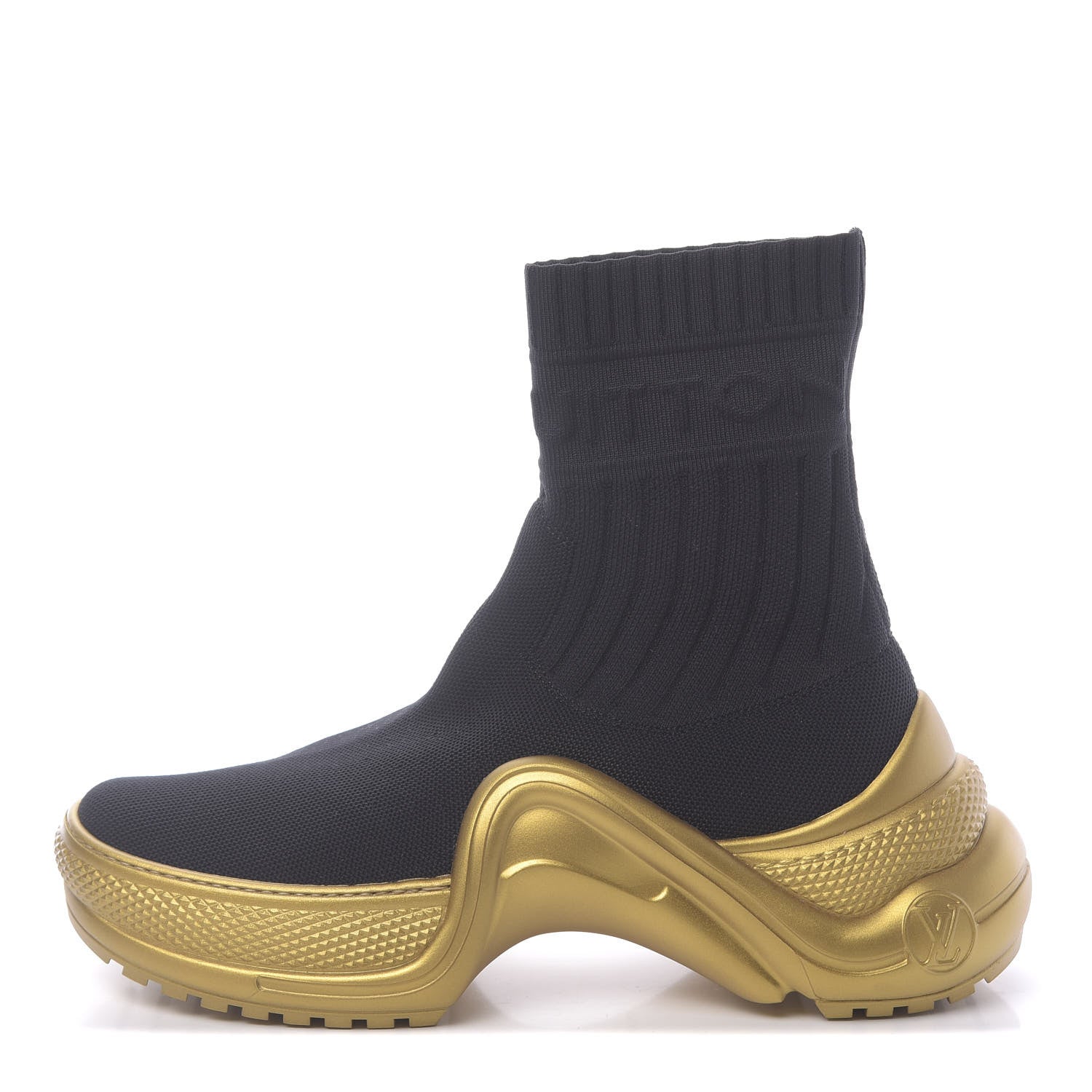Louis Vuitton Stretch Textile Monogram LV Archlight Sneaker Boots 36 Black Gold 1 of 7