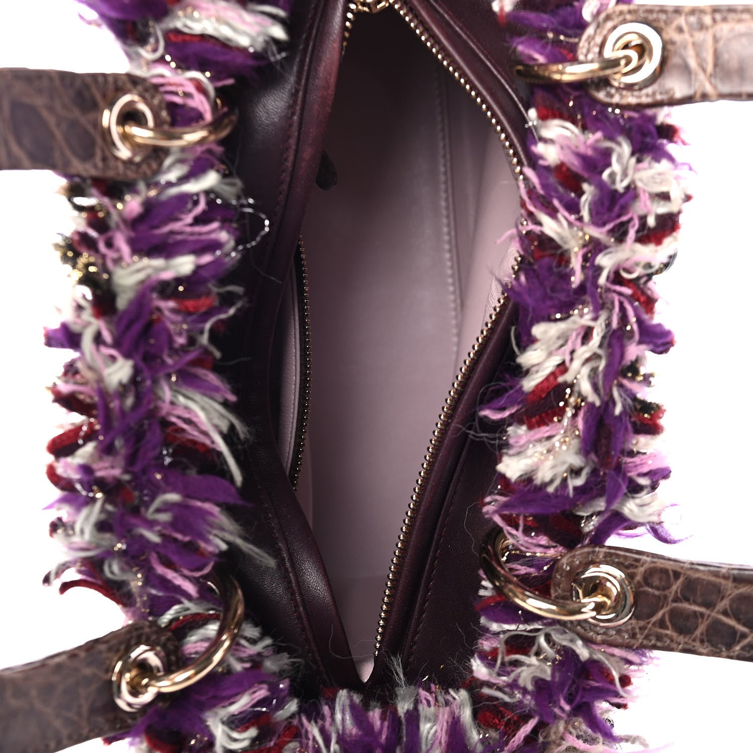Christian Dior Tweed Fringe Medium Lady Dior Purple 4 of 4