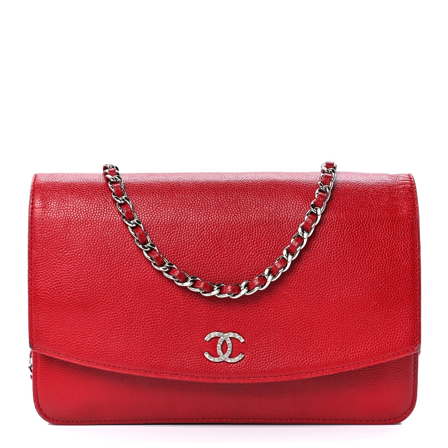 Chanel Caviar Sevruga Wallet on Chain WOC Red 1 of 12