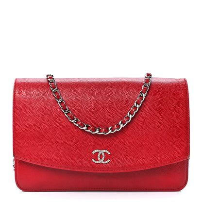 Chanel Caviar Sevruga Wallet on Chain WOC Red 1 of 12