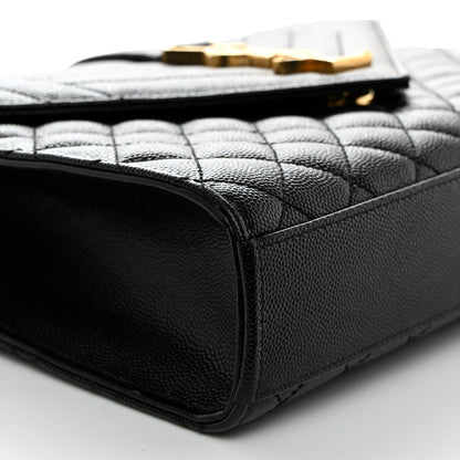 Saint Laurent Grain De Poudre Textured Mixed Matelasse Triquilt Medium Monogram Satchel Black 8 of 9