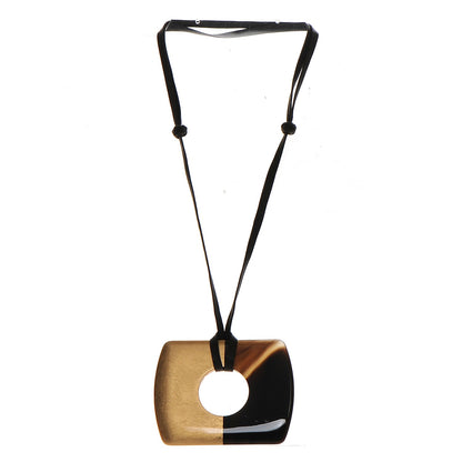 Hermes Buffalo Horn Metallic Leaf Dalva Pendant Necklace 4 of 7