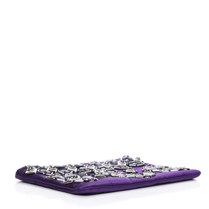 Prada Satin Crystal Ricamo Pochette Clutch Viola 3 of 4