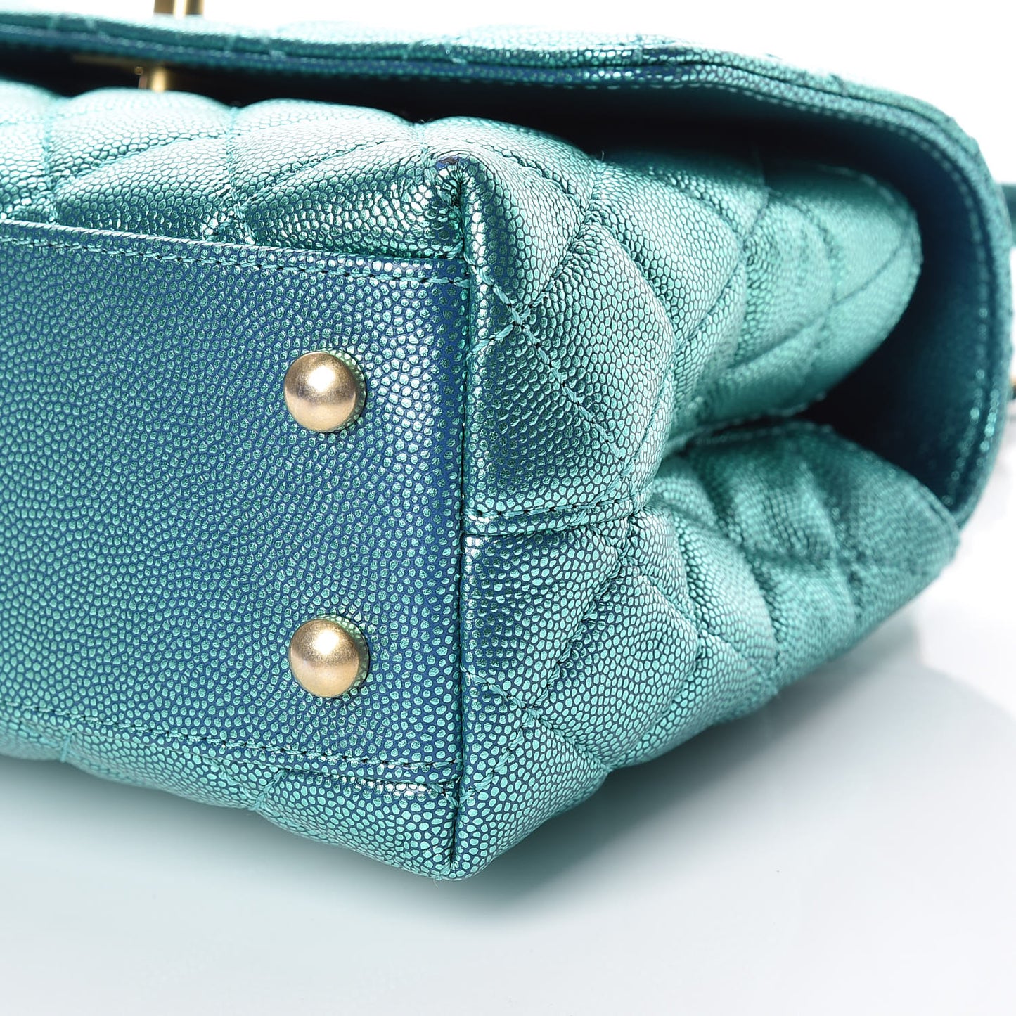 Metallic Caviar Quilted Mini Coco Handle Flap Blue