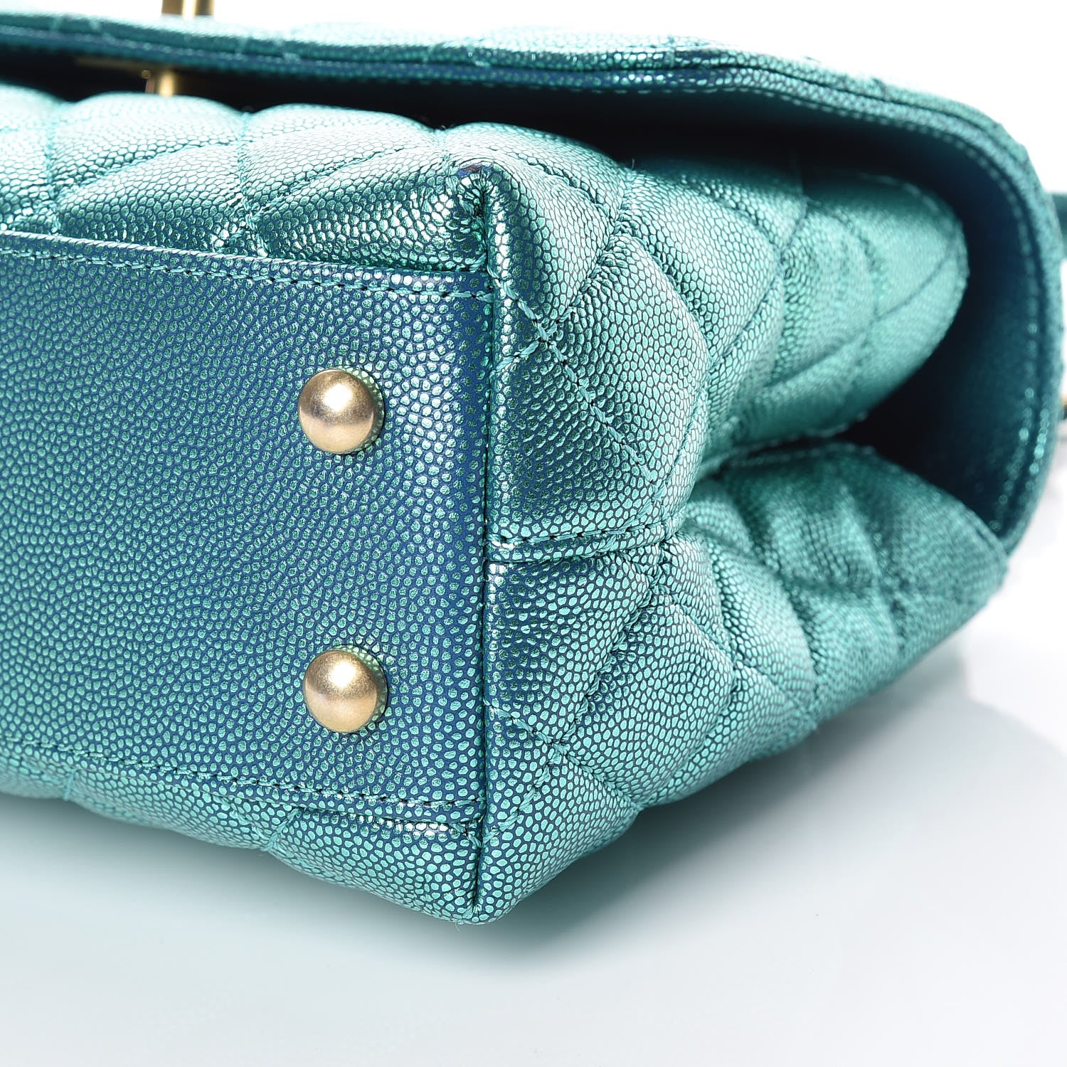 Chanel Metallic Caviar Quilted Mini Coco Handle Flap Blue 10 of 11