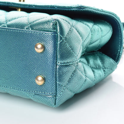 Chanel Metallic Caviar Quilted Mini Coco Handle Flap Blue 10 of 11