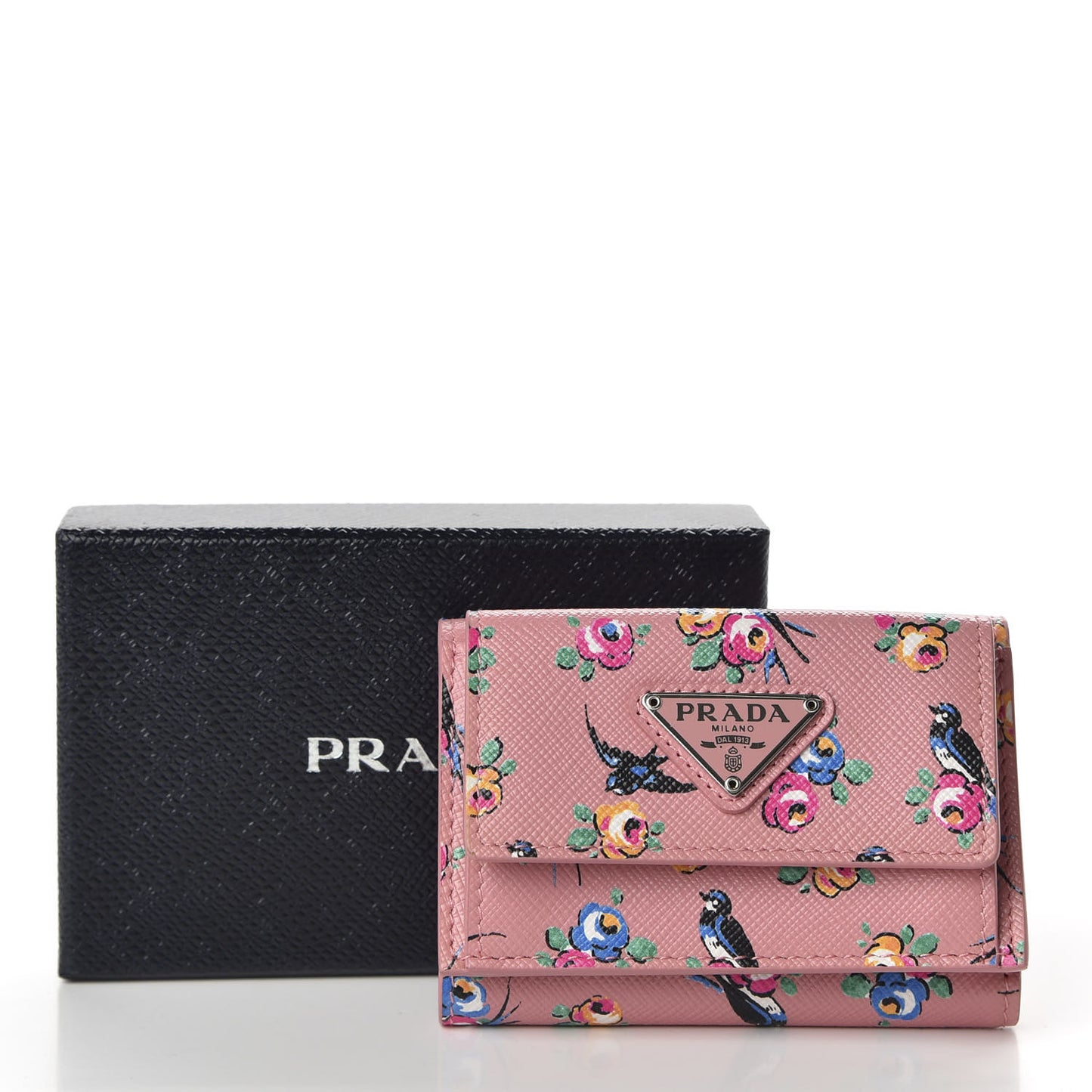 Saffiano Small Swallow Tri-Fold Wallet Petalo