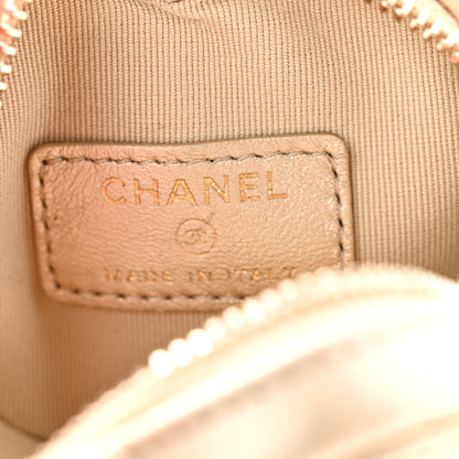 Chanel Metallic Lambskin Quilted CC In Love Heart Zipped Arm Coin Purse Gold 6 of 7