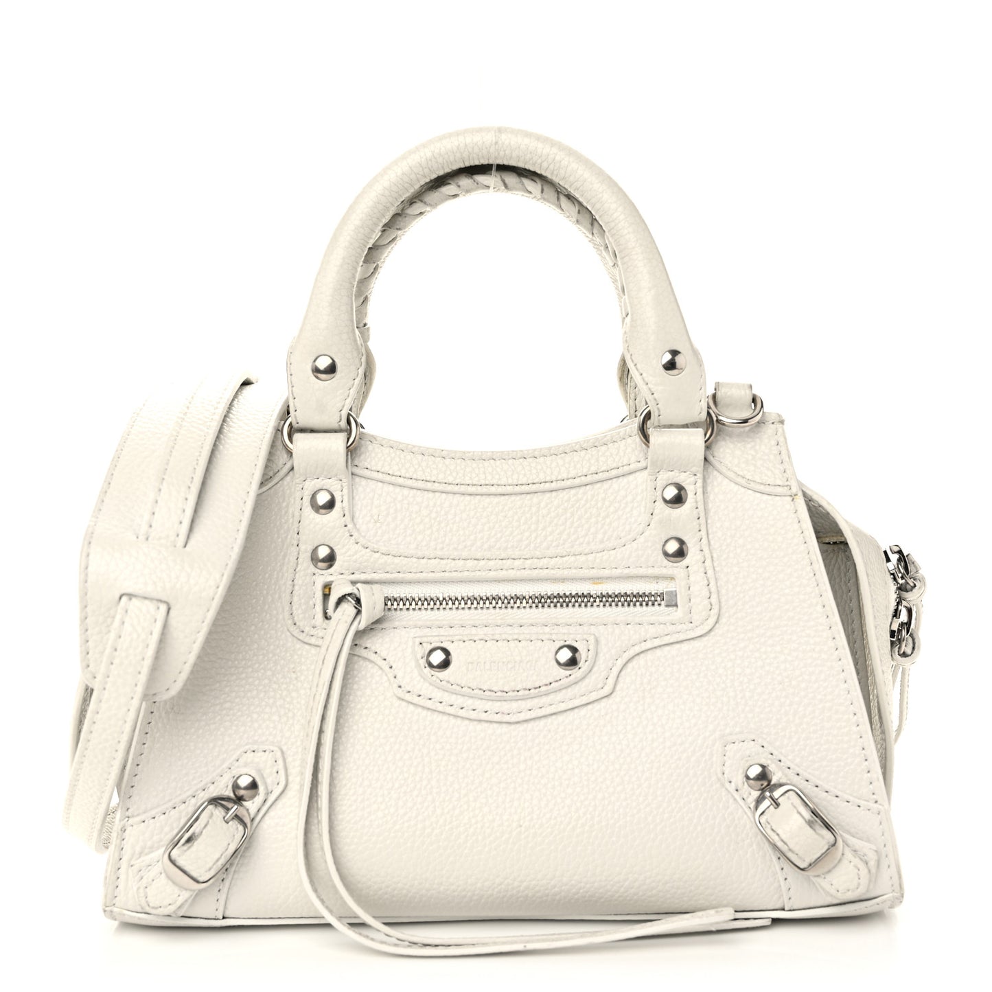 Grained Calfskin Neo Classic Silver Hardware Mini City White