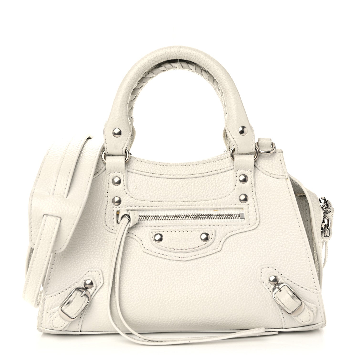 Balenciaga Grained Calfskin Neo Classic Silver Hardware Mini City White 1 of 13