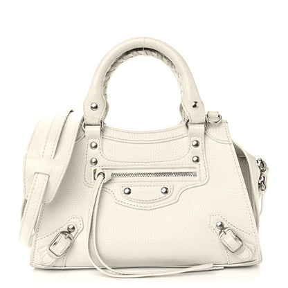 Balenciaga Grained Calfskin Neo Classic Silver Hardware Mini City White 1 of 13