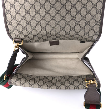 Gucci GG Supreme Monogram Web Neo Vintage Double Flap Messenger Bag Beige New Acero 5 of 11