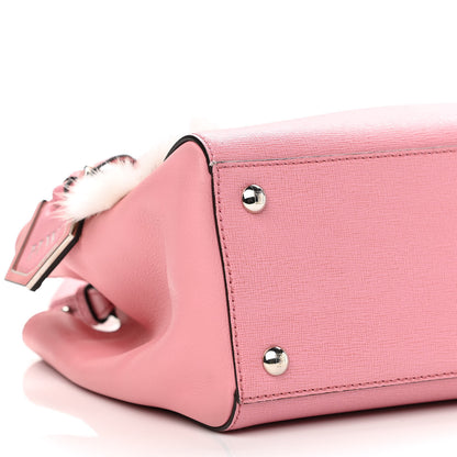 Fendi Vitello Elite Flamingo Mink Monster Charm Petite 2Jours Tote Pink Multicolor 9 of 14