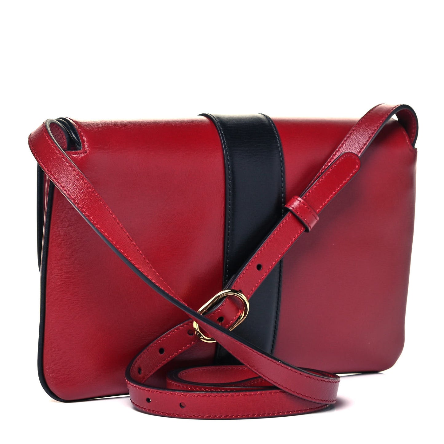Vitello Palmellato Lux Bi-Color Small Arli Flap Shoulder Bag New Cherry Red Black