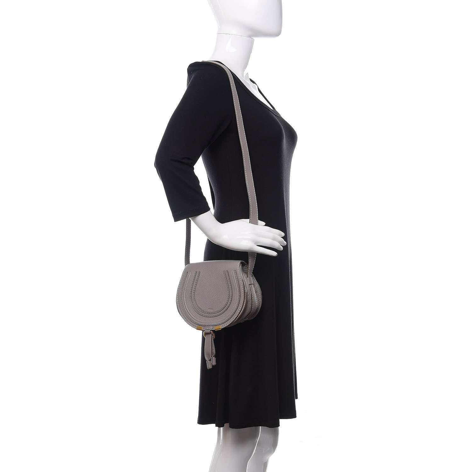 Chloe Calfskin Mini Marcie Round Crossbody Bag Cashmere Grey 2 of 10