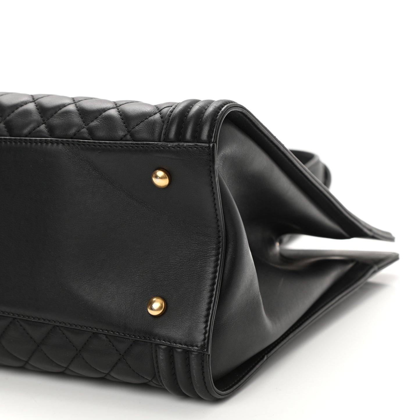 Calfskin Quilted Boy Shopping Tote Black