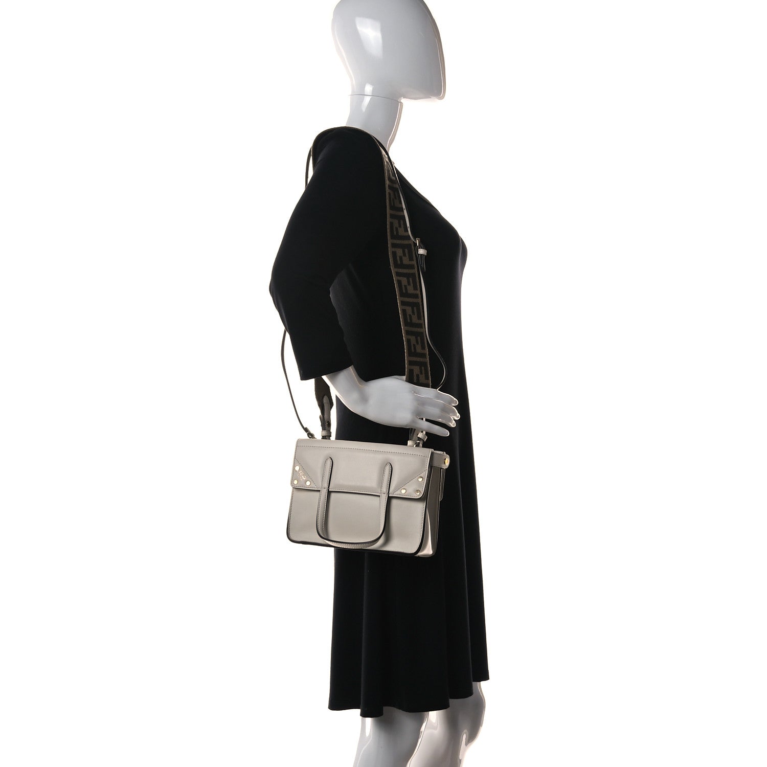 Fendi Vitello Grace Matte Small Flip Tote White Ice 2 of 15