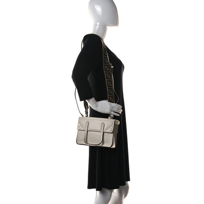 Fendi Vitello Grace Matte Small Flip Tote White Ice 2 of 15